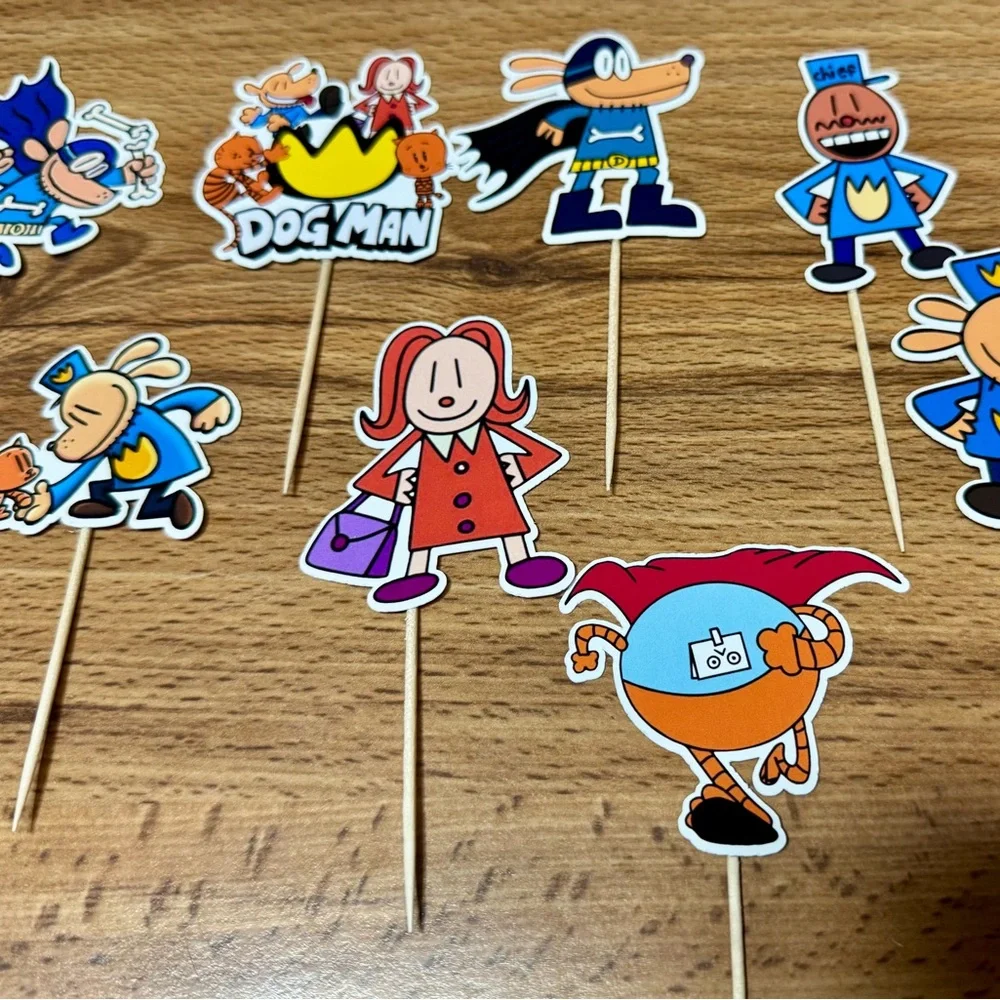 Dog Man Character Cupcake Toppers